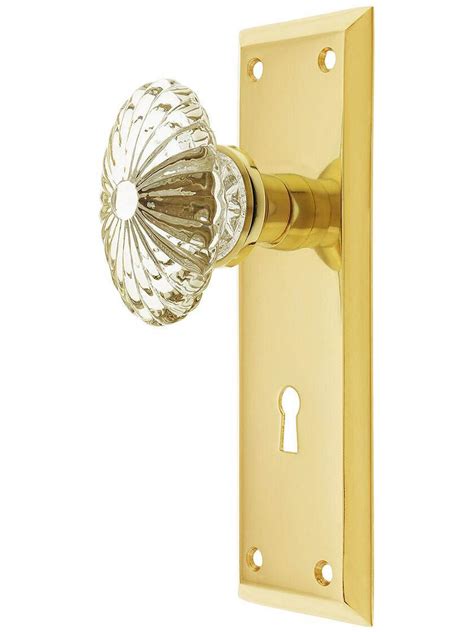 New York Style Door Set With Oval Fluted Crystal Glass Knobs House Of