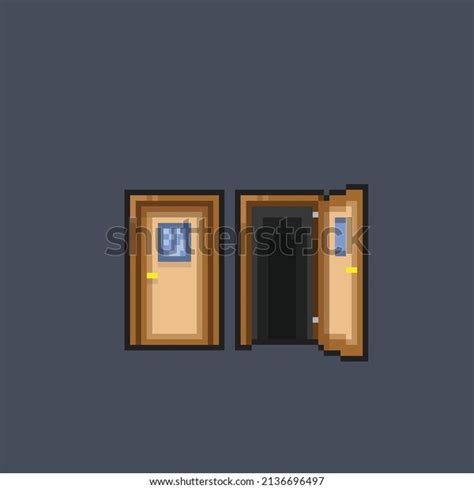 Opened Closed Door Animation Pixel Style Stock Vector (Royalty Free ...