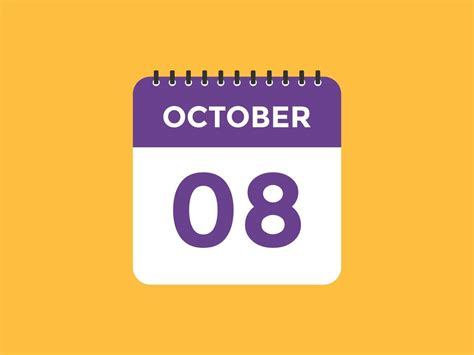 October 8 Calendar Reminder 8th October Daily Calendar Icon Template