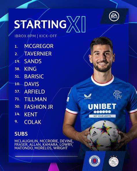 Rangers v Ajax Lineups : r/rangersfc