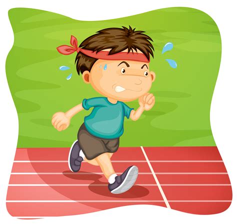 Un niño corriendo en la pista de atletismo 420160 Vector en Vecteezy