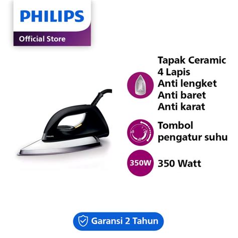 Jual SETRIKA PHILIPS DRY IRON Setrika HD 1173 HITAM Elegan Shopee