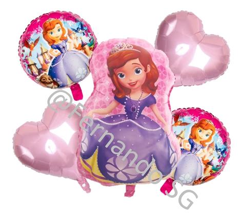 Globos Metálicos 5 Pzas Fiesta Temática Princesa Sofía Meses sin