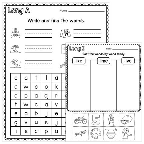 Cvce Word Families Bundle Practice And Review Long Vowels Long Vowel Cvce Worksheets For