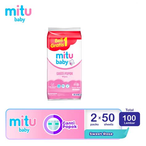 Mitu Baby Wipes Tissue Tisu Basah Bayi Ganti Popok 50 Sheet B1G1