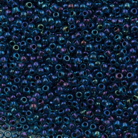 Toho Seed Bead 110 Inside Color Lined Aqua Jet 248 Aura Crystals Llc