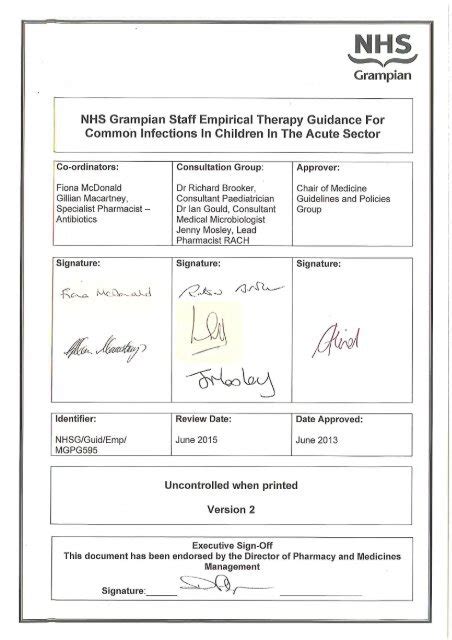 Empirical Therapy Guidance For Common Nhs Grampian