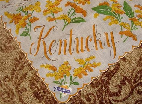 Kentucky State Map Goldenrod Handkerchief Scarf Kentucky State