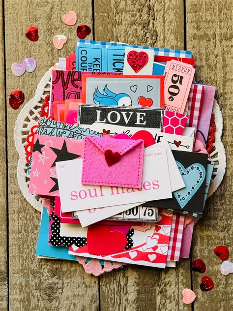 Valentine Junk Journal Kit Valentine Ephemera Valentine Paper Pack