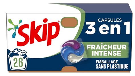 Lessive fraîcheur intense 3 en 1 Skip x26 caps Bam courses