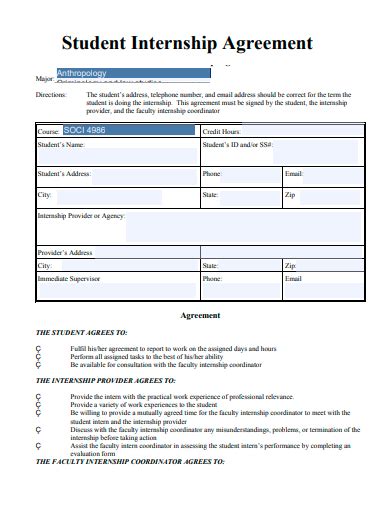 Free Internship Agreement Samples In Ms Word Google Docs Pages