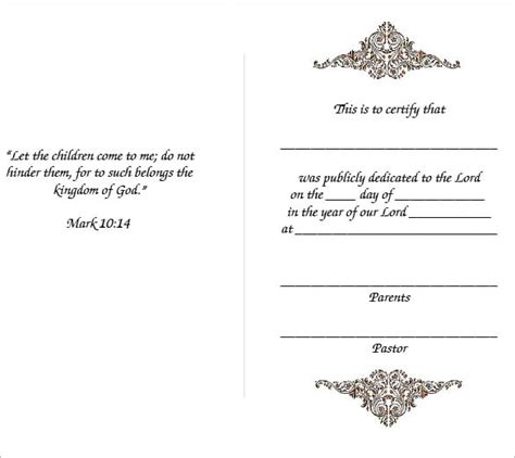 Baby Dedication Certificate Template Free Word Pdf Documents