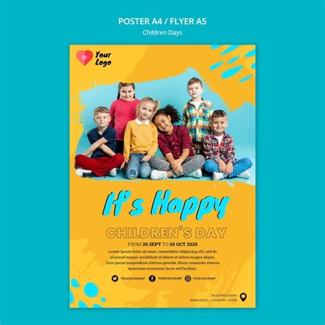 Free PSD | Children's day poster template