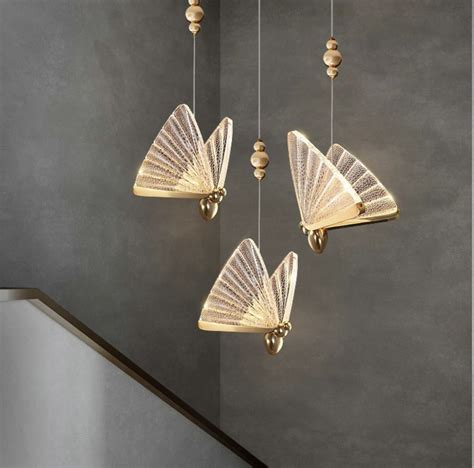 Lustre Pendente Borboleta Cristal Dourado Led W K Bivolt Planet