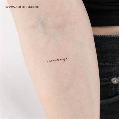 Small Courage Temporary Lettering Tattoo Done On The