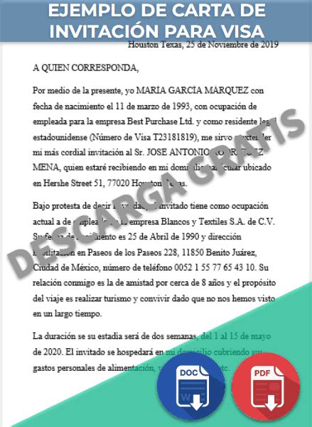 Introducir 68 Imagen Modelo De Carta Invitacion Para Entrar A Mexico