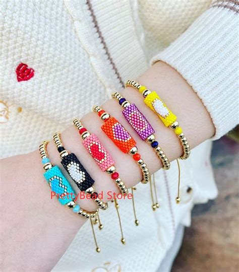 Miyuki Pulsera De Cuentas Doradas Y Coloridas Para Mujer Brazalete