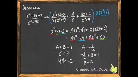 Partial Fraction Decomposition Irreducible Quadratic Youtube