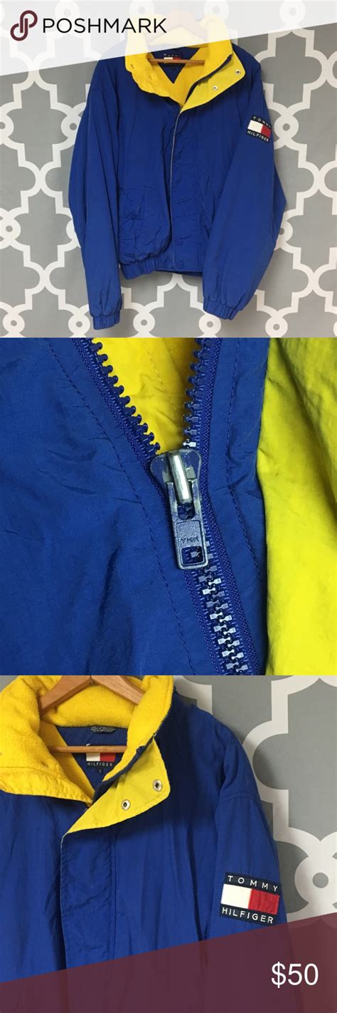 Vintage Tommy Hilfiger Blue And Yellow Puffer Jack Yellow Puffer