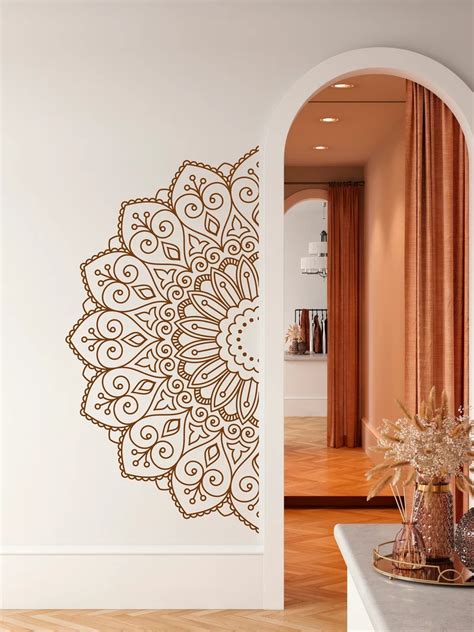 Mandala Wall Art Decal Mandala In Half Wall Sticker Mandala Etsy