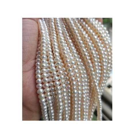 Mm Aa Natural Tiny Freshwater Pearl Beads Rondelle Button Shape