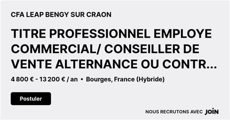 CFA LEAP BENGY SUR CRAON Bourges TITRE PROFESSIONNEL EMPLOYE