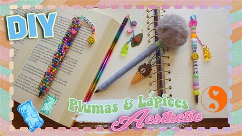 DECORA tus Plumas Lápices bien AESTHETIC con CHAQUIRA Y CUENTAS