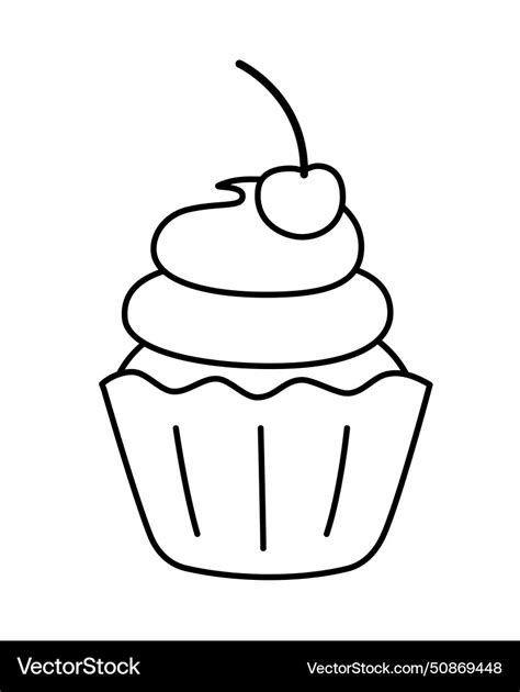 Cherry Cupcake Coloring Book Black And White Vector Image