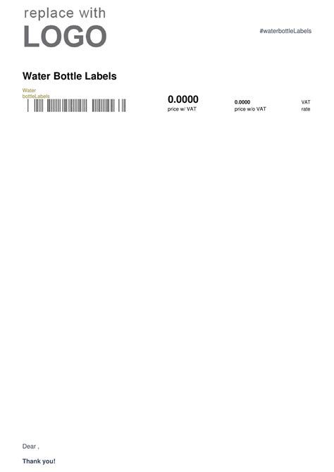 Free Printable Water Bottle Label Templates Pdf Word