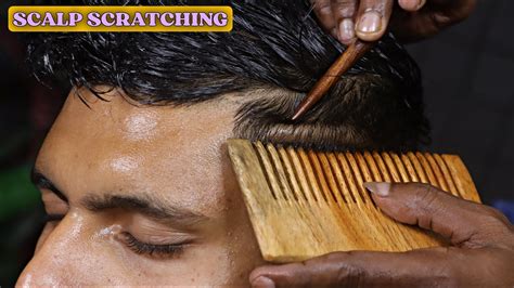 Satisfying Scalp Scratching With Comb Heavy Oil Head Massage Neck