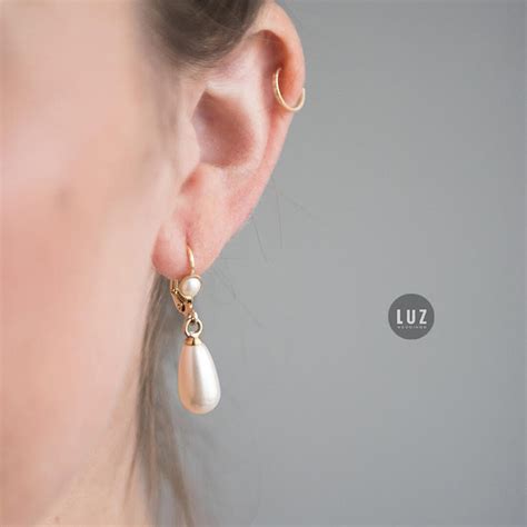 Teardrop Pearl Earrings Wedding Jewelry Bridal Pearl Earrings Ivory