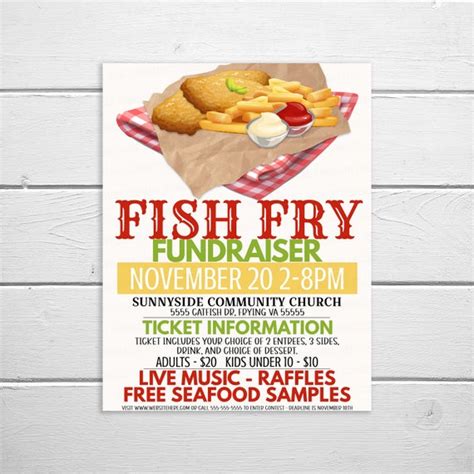 Editable Fish Fry Invitation Flyer Seafood Frying Event Invite