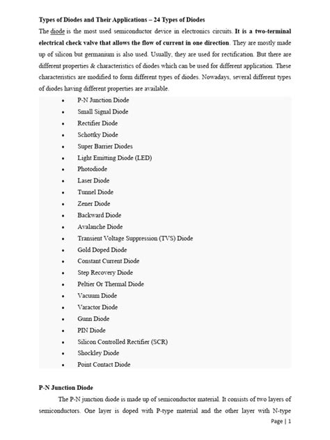 Types of Diodes and Their Applications | PDF | Diode | P–N Junction