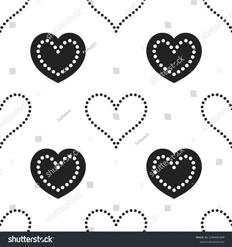 Monochrome Heart Seamless Pattern Black White Stock Illustration