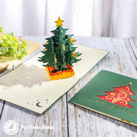 Star And Baubles Christmas Tree 3D Pop Up Christmas Card