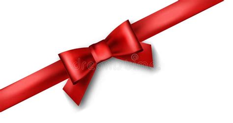 Shiny Red Satin Ribbon Isolated On White Background Realistic Graphic