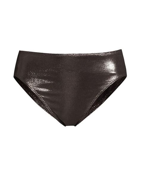 Norma Kamali Synthetic Metallic Bikini Bottom In Black Lyst