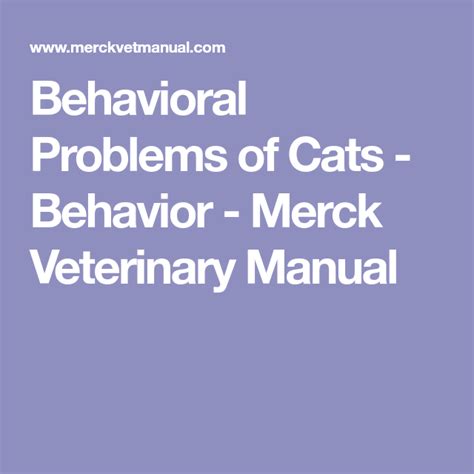 Behavioral Problems Of Cats Merck Veterinary Manual