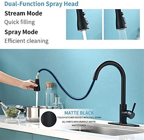 HVNVN Touch On Kitchen Faucet With Pull Down Sprayer Single Handle