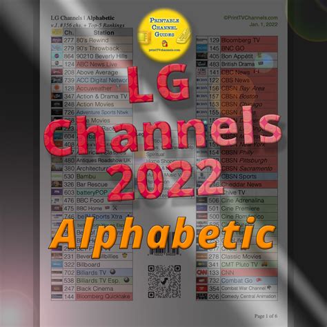 LG Channels Lineup Guide | Alphabetic - Printable TV Channel Guides