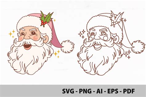 Retro Pink Santa Claus Svg Png Cricut Graphic By Morning Svg · Creative