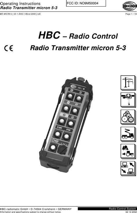 Hbc Radiomatic M Micron User Manual Be Micr V