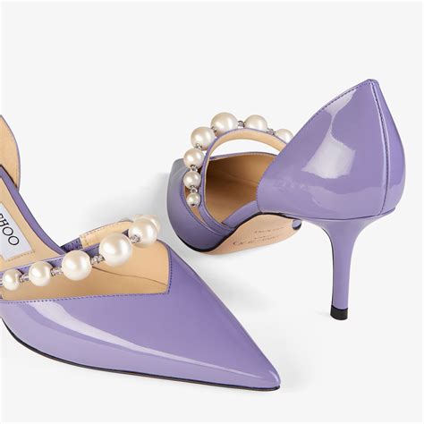 Aurelie 65 Tanzanite White Patent Leather Shoe JIMMY CHOO