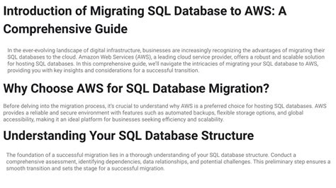 PPT Introduction Of Migrating SQL Database To AWS A Comprehensive