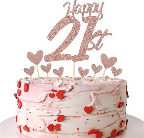 Happy 21st Birthday Cake Toppers Siipoo Rose Gold Glitter