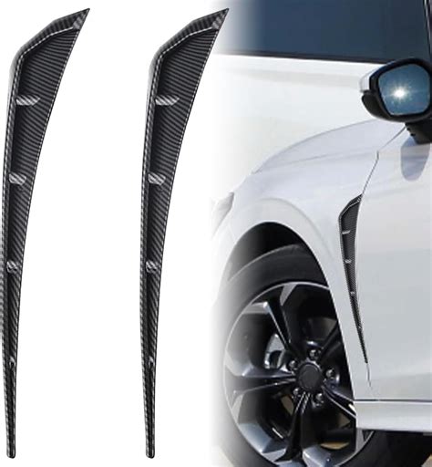 Zbgun 2 Pcs Car Fender Side Vents Abs Carbon Fiber Spoiler