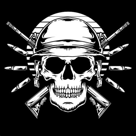 Free Vector Skull Wearing Army Helmet Vector