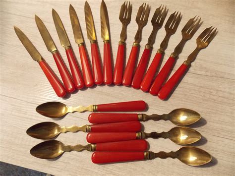 FLATWARE SET With Bakelite Handles Dessert Set Of 6 Knives 6 Etsy