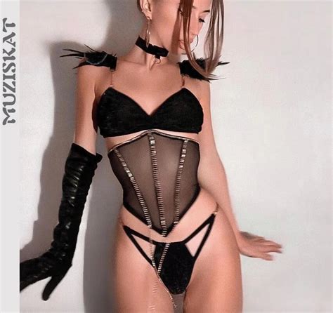 Muziskat Summer Feather Chain Sexy Body Shaping Lingerie Erotica Set Di