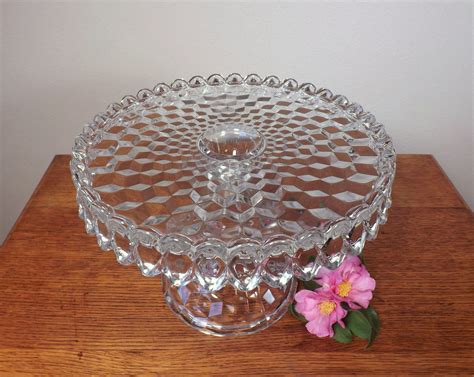 Fostoria American Round Pedestal Cake Stand Clear Etsy